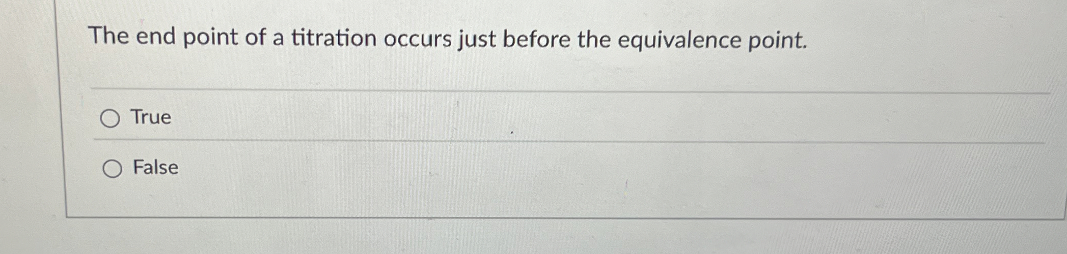 Solved The end point of a titration occurs just before the