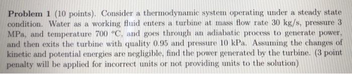 Solved Problem 1 (10 points). Consider a thermodynamic | Chegg.com