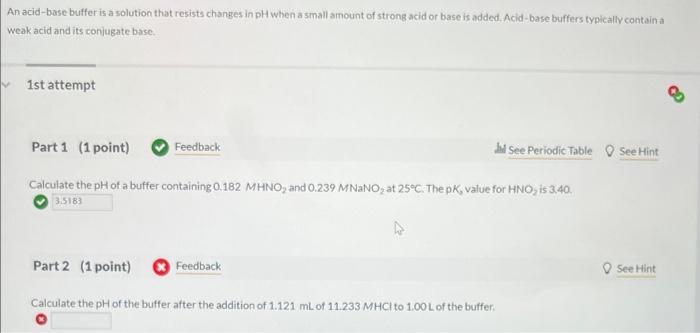 Solved An acid-base buffer is a solution that resists | Chegg.com
