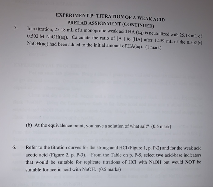 experiment p titration of a weak acid