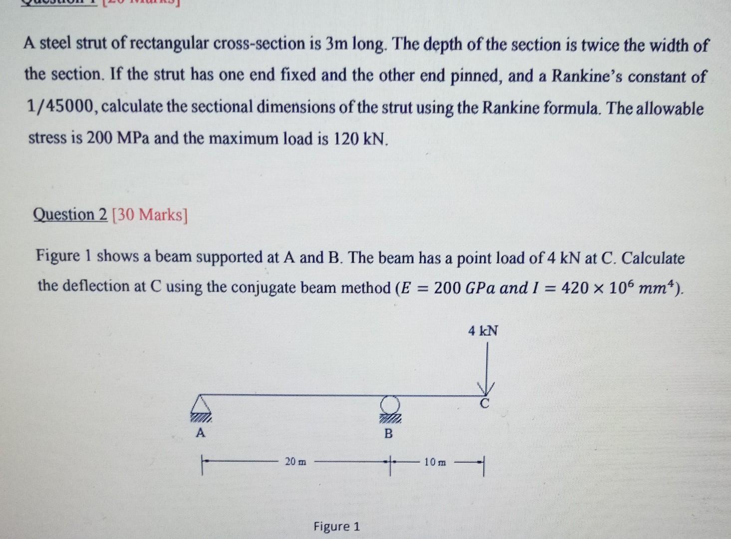 Solved A steel strut of rectangular cross-section is 3m | Chegg.com