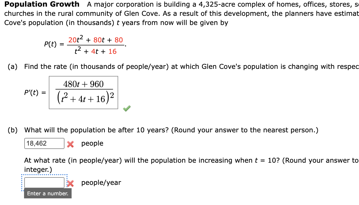 Solved Population Growth A major corporation is building a | Chegg.com