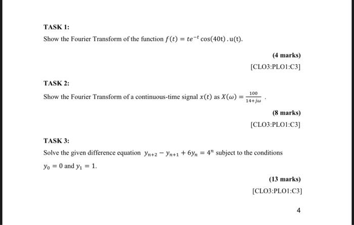 Solved TASK 2: Show the Fourier Transform of a | Chegg.com