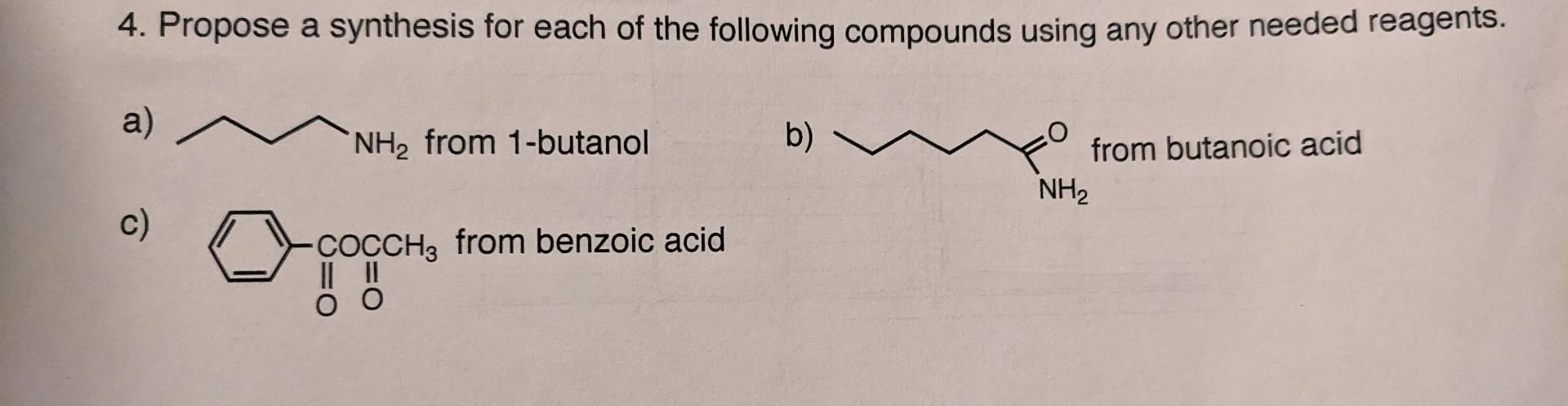 Solved 4. Propose a synthesis for each of the following | Chegg.com