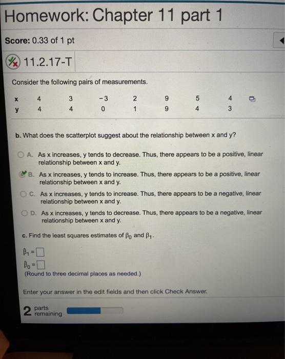 Solved Homework: Chapter 11 part 1 Score: 0.33 of 1 pt | Chegg.com