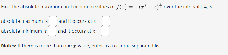 Solved Find the absolute maximum and minimum values of | Chegg.com