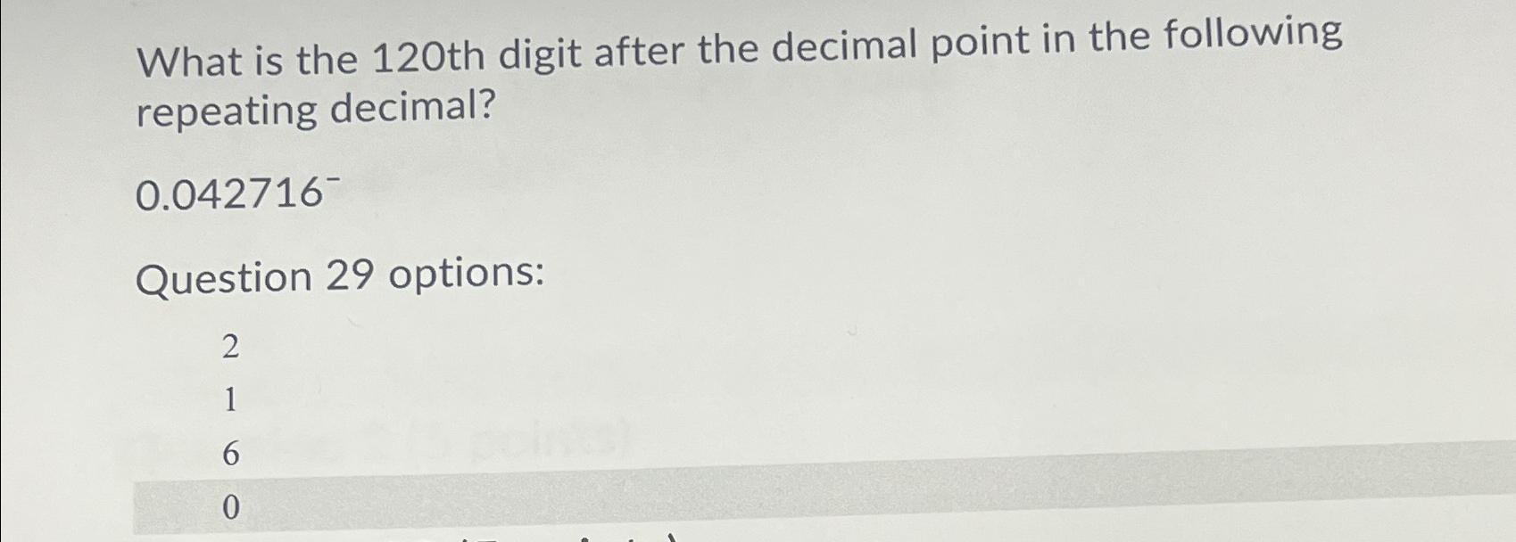 Solved What is the 120th digit after the decimal point in | Chegg.com