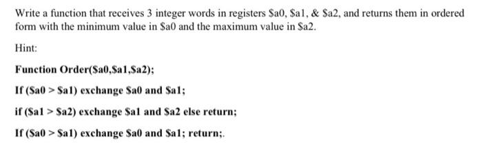 Solved Write a function that receives 3 integer words in | Chegg.com