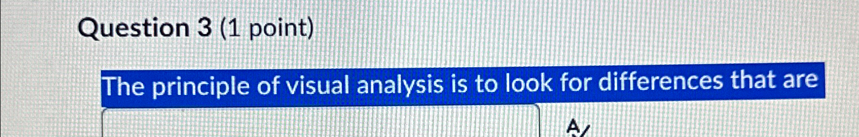 Solved Question 3 (1 ﻿point)The principle of visual analysis | Chegg.com