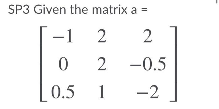 Solved SP6 Find the condition number of the matrix from SP3 | Chegg.com