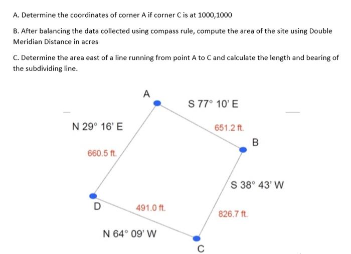 Solved A. Determine the coordinates of corner A if corner C | Chegg.com