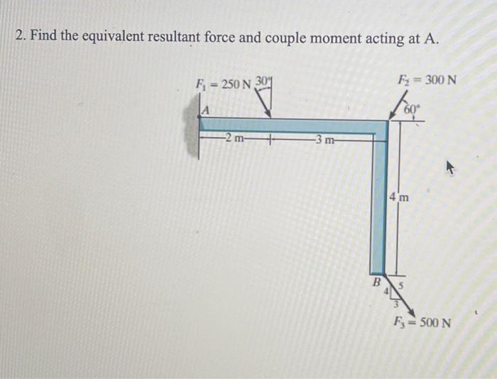 Solved 2. Find the equivalent resultant force and couple | Chegg.com