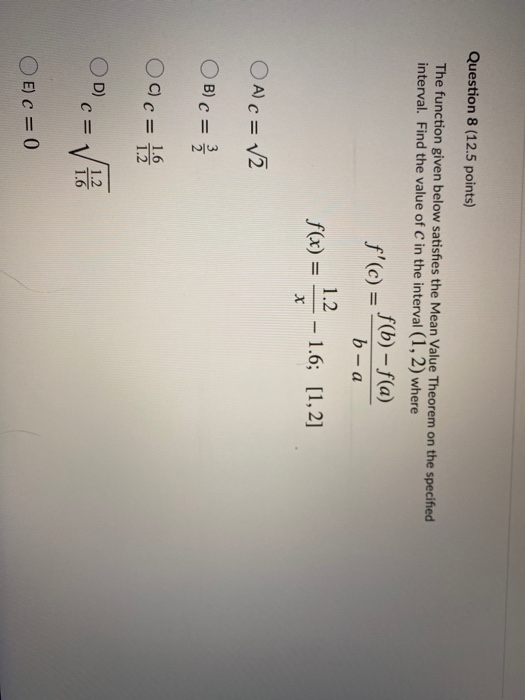 Solved Question 8 (12.5 points) The function given below | Chegg.com