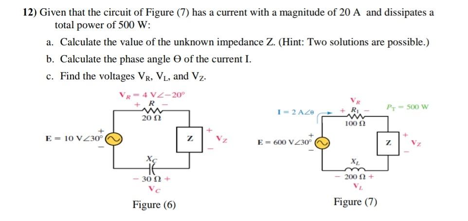 Solved 10) Given the circuits of Figure (5): a. Find the | Chegg.com