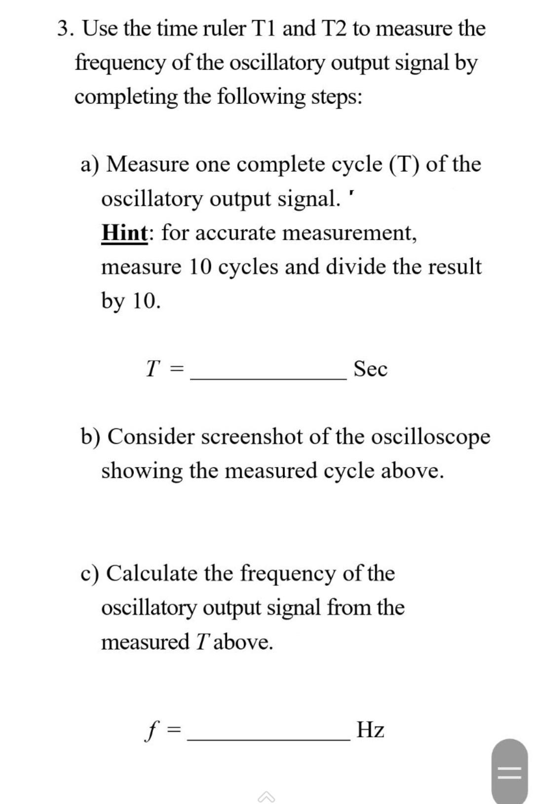 Transient Oscillation With Ruler Solved 3. Use the time ruler T1 and T2 to measure the | Chegg.com
