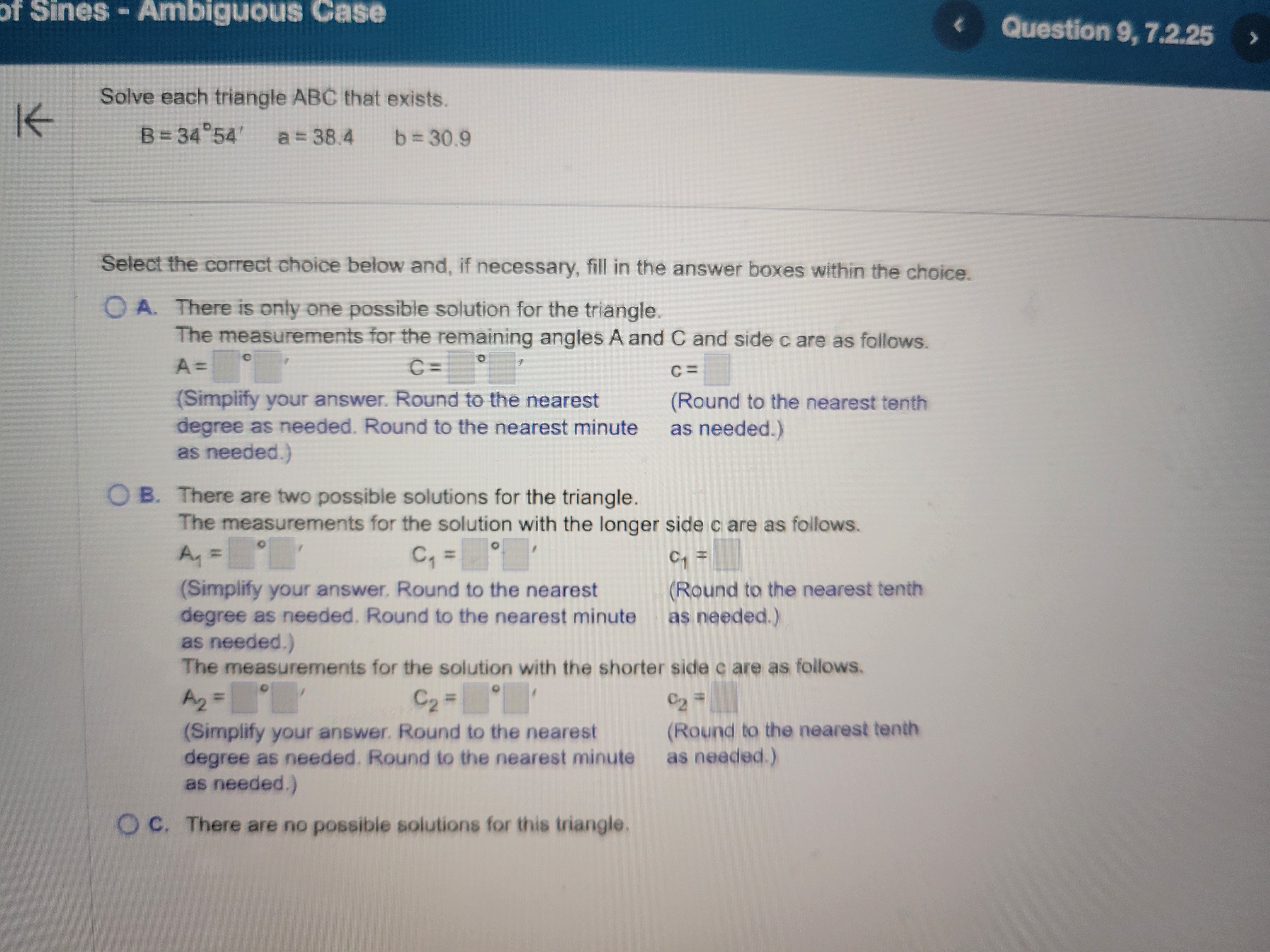 Solved Solve each triangle ABC that | Chegg.com