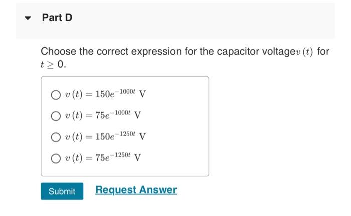 Solved Choose the correct expression for the capacitor | Chegg.com