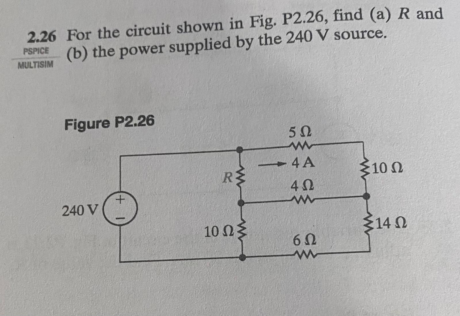 Solved 2.26 ﻿For the circuit shown in Fig. P2.26, ﻿find | Chegg.com