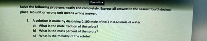 Solved Open with Solve the following problems neatly and | Chegg.com