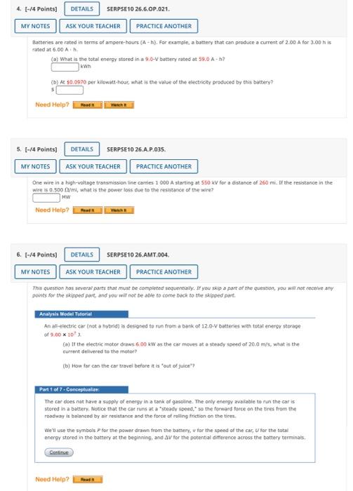 Solved 1. [-/4 Points) DETAILS SERPSE10 26.1.P.007. MY NOTES | Chegg.com