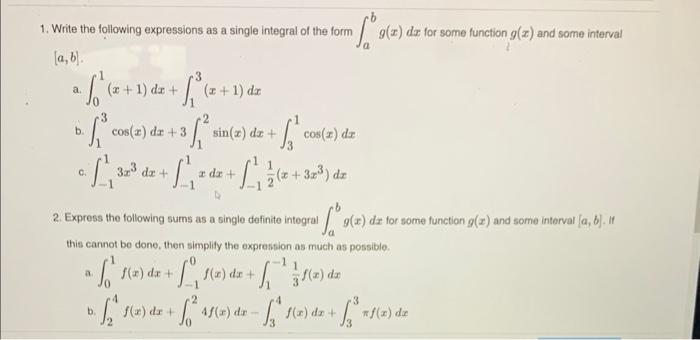 Solved 1. Write the following expressions as a single | Chegg.com