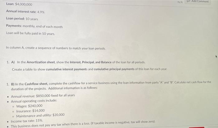 Solved 1. B) In The Cashflow Sheet, Complete The Cashflow | Chegg.com