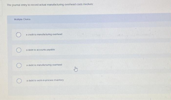 Solved The journal entry to record actual manufacturing Chegg com