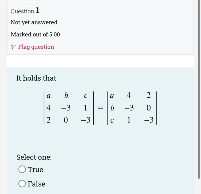 Solved Question 1 Not yet answered Marked out of 5.00 P Flag | Chegg.com