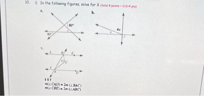 Solved i) In the following figures, solve for X (total 8 | Chegg.com