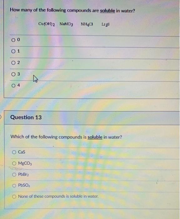 Solved How many of the following compounds are soluble in