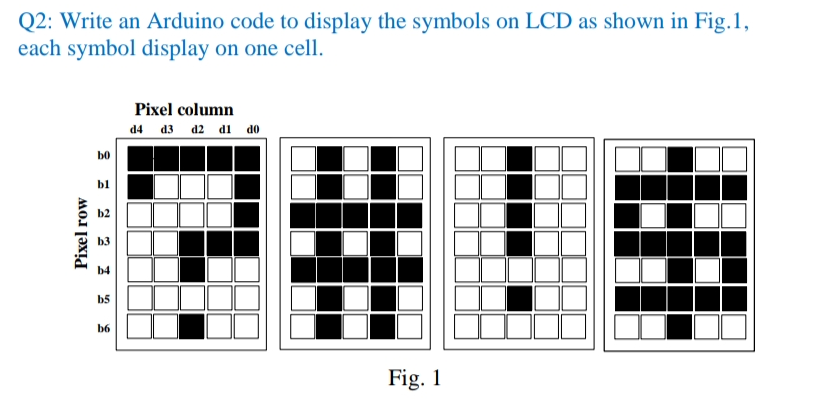 Solved Q2: Write an Arduino code to display the symbols on | Chegg.com