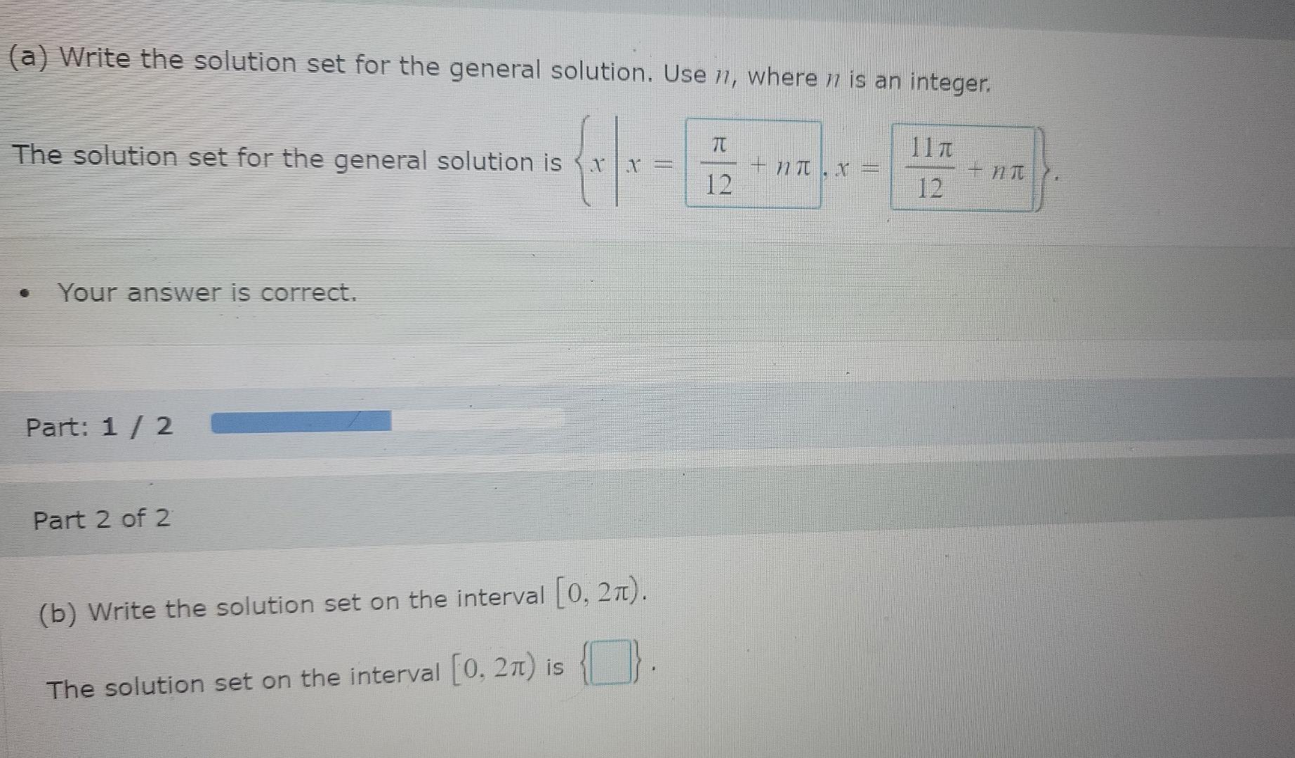 Solved (a) Write the solution set for the general solution. | Chegg.com