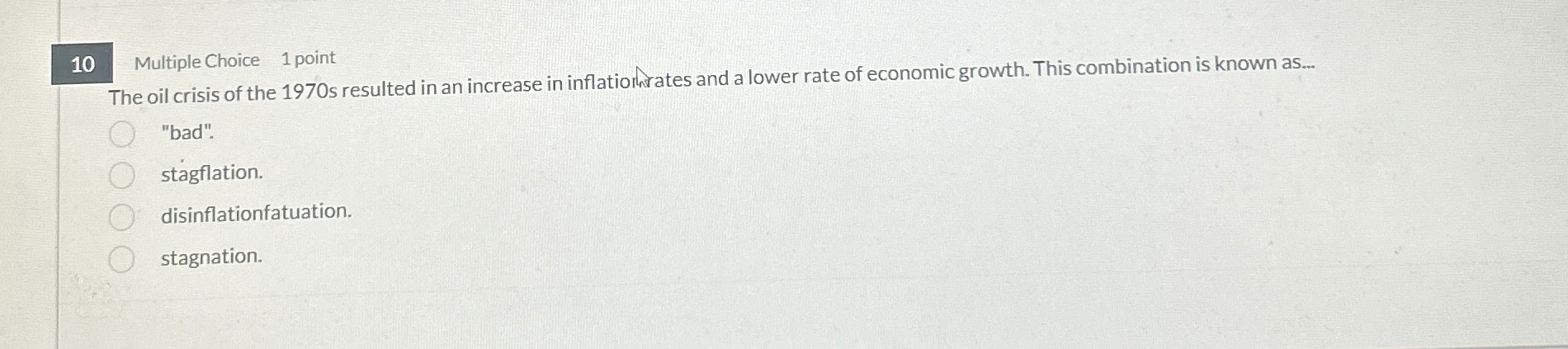 Solved 10Multiple Choice 1 ﻿pointThe Oil Crisis Of The 1970 | Chegg.com