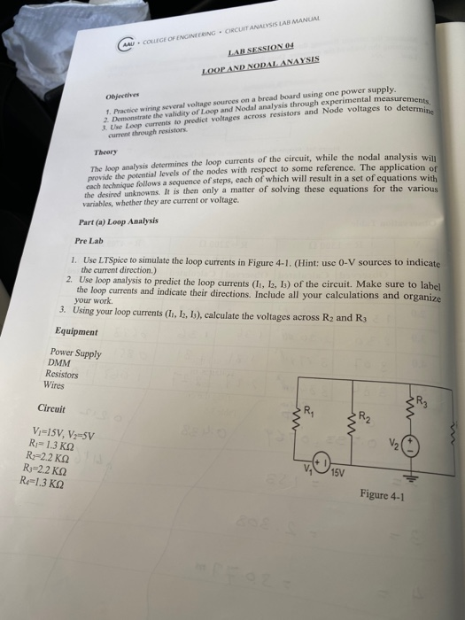 Solved CIRCUIT ANALYSIS LAB MANUAL AU COLLEGE OF ENGINEERING