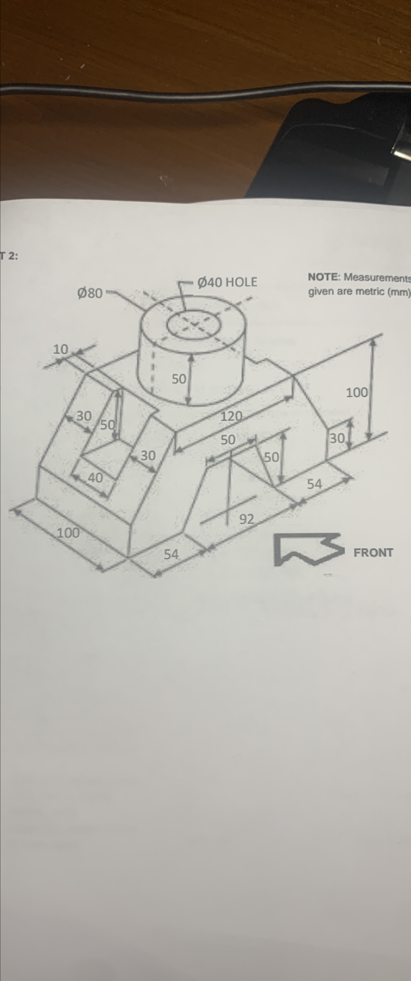 Solved Complete orthographic projection. Top, front and | Chegg.com