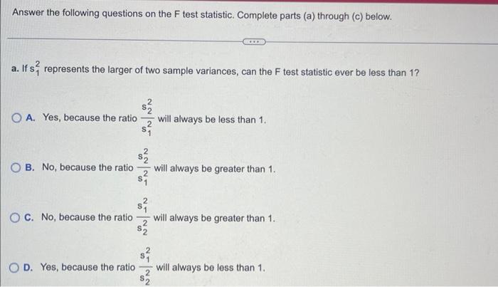 Solved Answer the following questions on the F test | Chegg.com