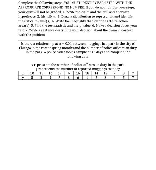 Solved Complete the following steps. YOU MUST IDENTIFY EACH | Chegg.com