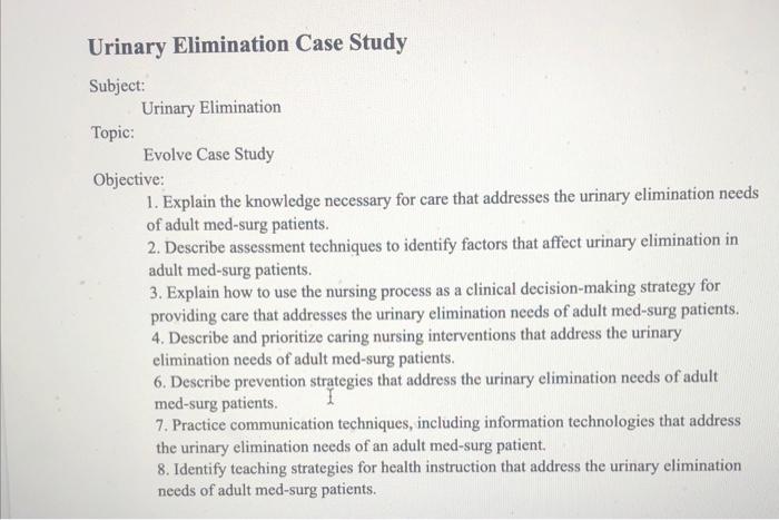 urinary system case study answers