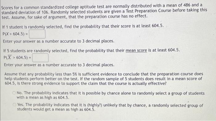 Solved Scores on a statistics final in a large class were | Chegg.com
