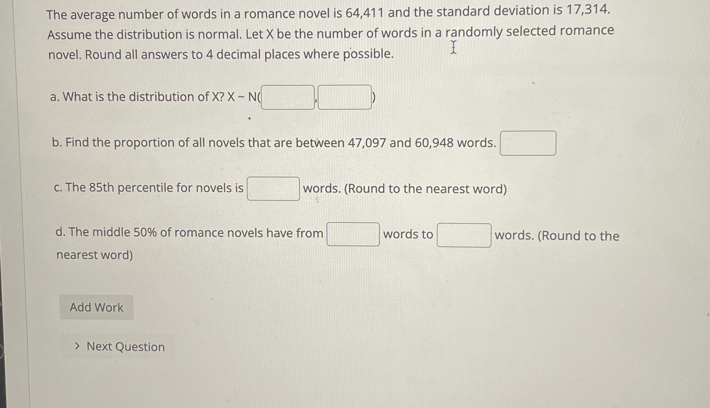 The average number of words in a romance novel is
