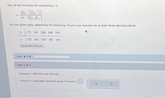 Solved One of the formulas for computing r is | Chegg.com