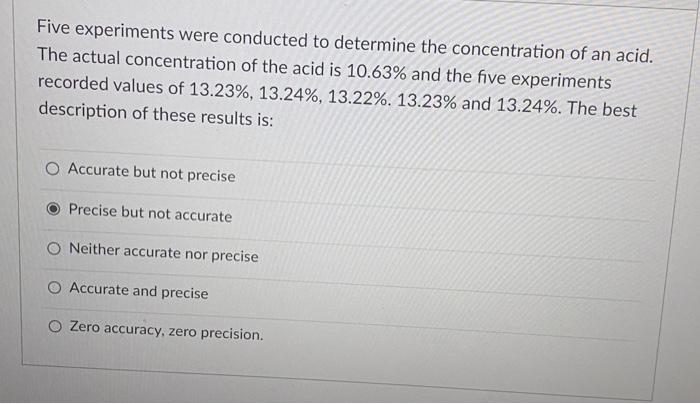 Solved Five experiments were conducted to determine the | Chegg.com