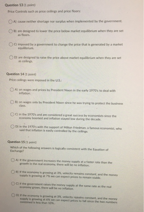 Solved Question 9 (1 point) Expansionary Monetary Policy: O | Chegg.com