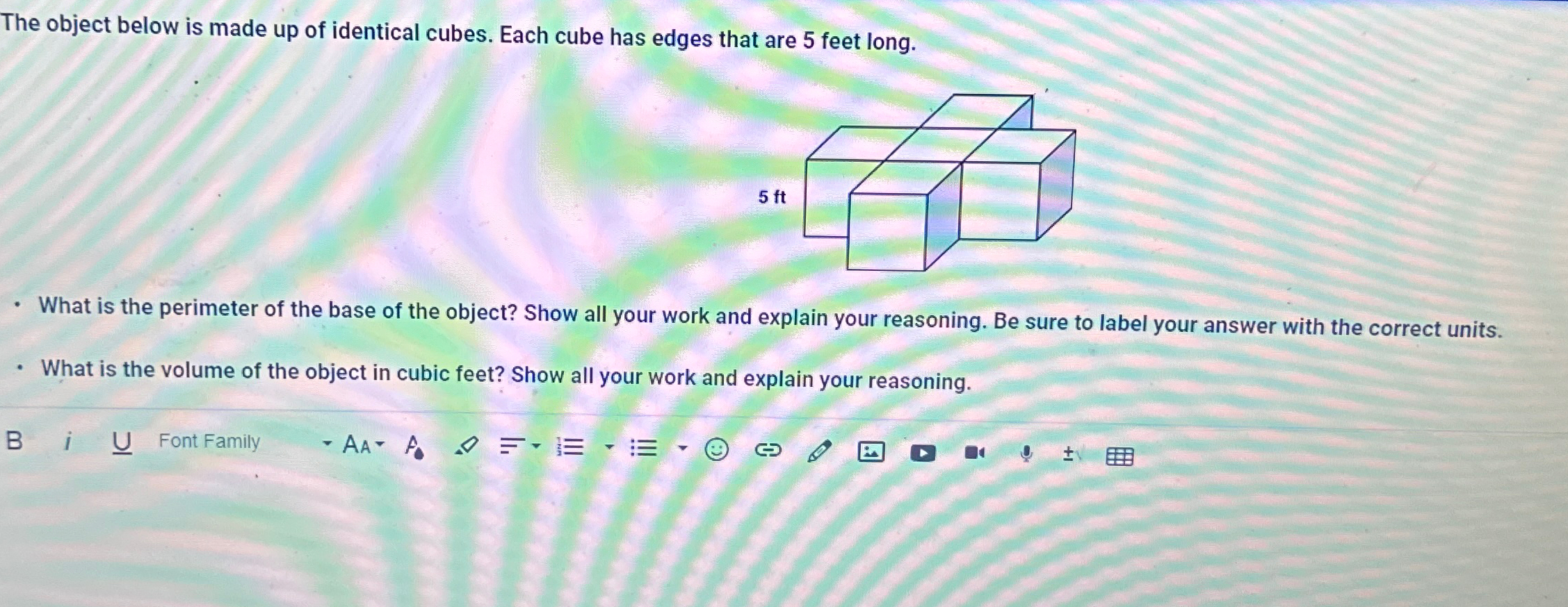 Solved The object below is made up of identical cubes. Each | Chegg.com