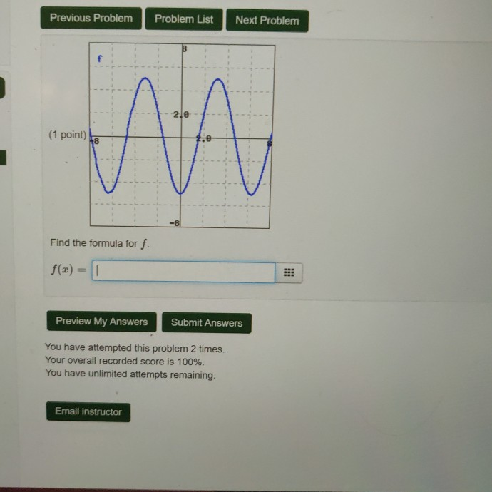 Solved Previous Problem Problem List Next Problem (1 point) | Chegg.com