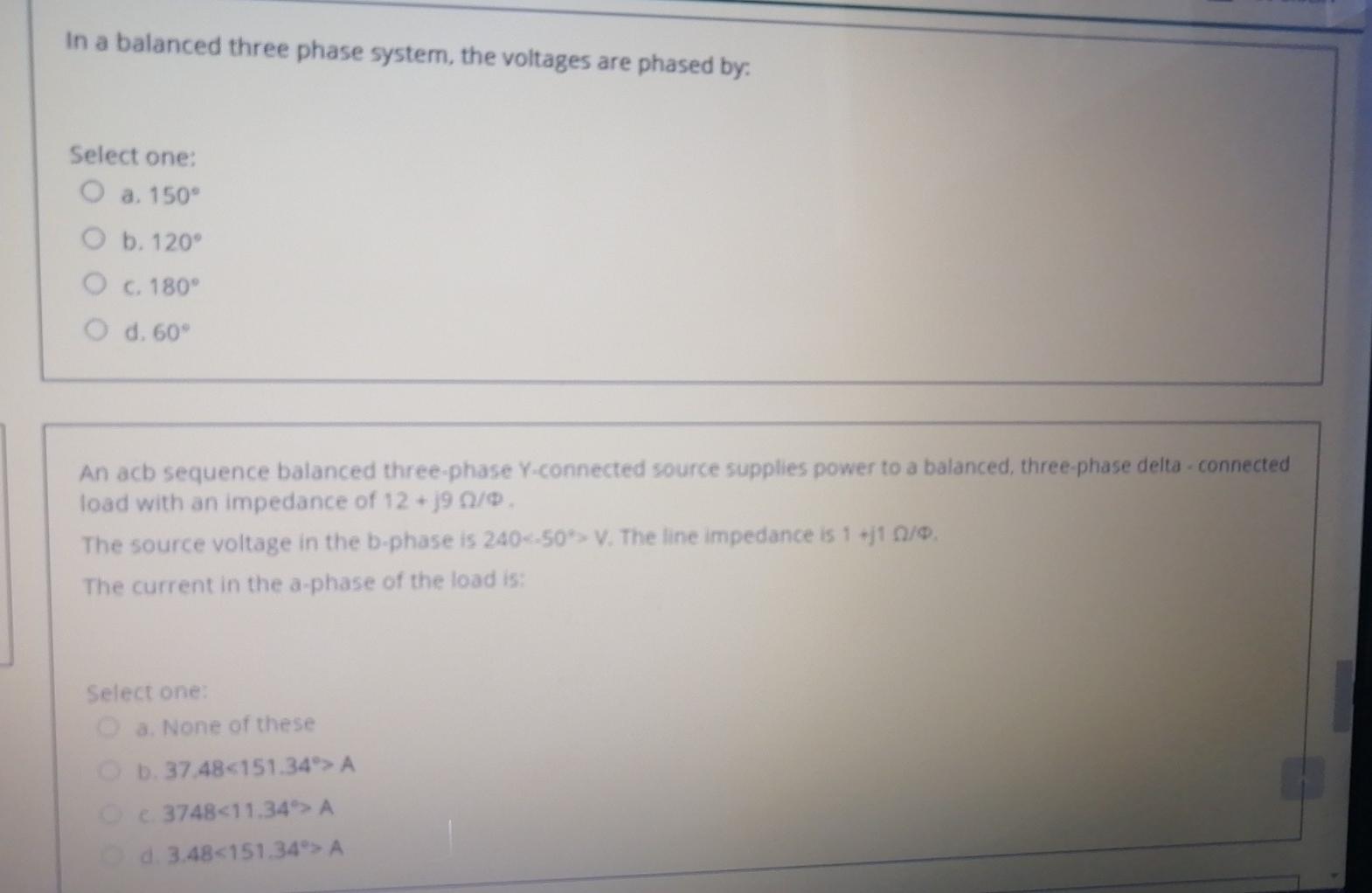 Solved In a balanced three phase system, the voltages are | Chegg.com