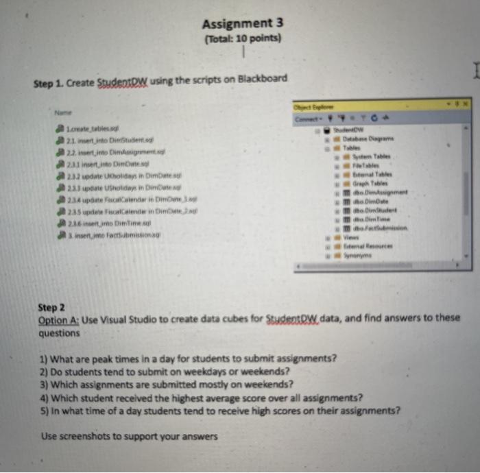 Assignment 3 (Total: 10 points) Step 1. Create | Chegg.com