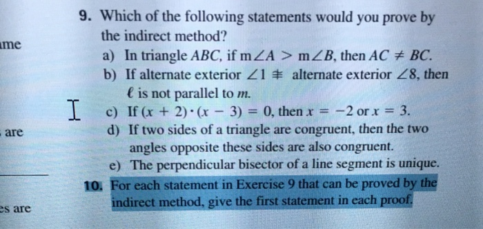 Solved 9 Which Of The Following Statements Would You Pro Chegg Com