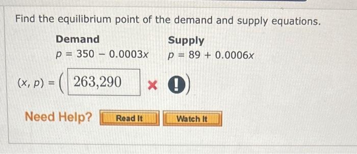 Solved Find The Equilibrium Point Of The Demand And Supply | Chegg.com