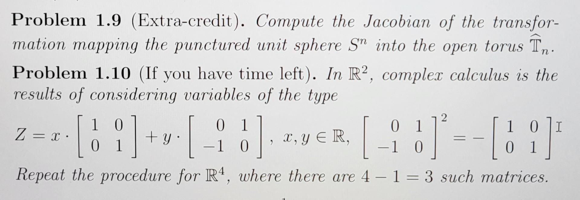 Solved Problem 1.9 (Extra-credit). Compute the Jacobian of | Chegg.com
